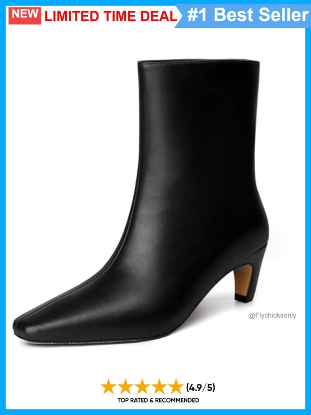 Women's Square Toe Low Kitten Heel Ankle Booties Pull-On